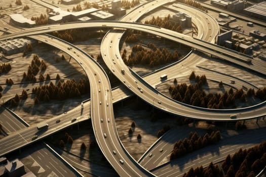 Busy Intersection highway road. Traffic city. Generate Ai