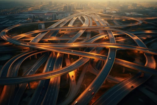 Winding Intersection highway road. Traffic city. Generate Ai