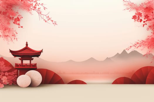 Tranquil Japan day background. National culture. Generate Ai