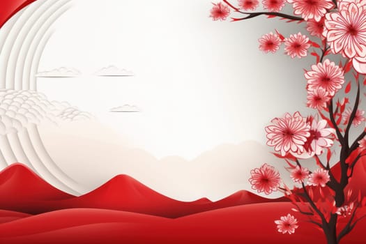 Picturesque Japan day background. National culture. Generate Ai