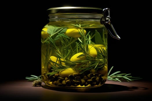 Smooth Jar olive oil. Greek fresh salad. Generate Ai