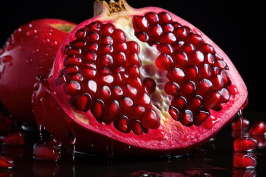 Tantalizing Juicy pomegranate slice. Top food fresh. Generate Ai