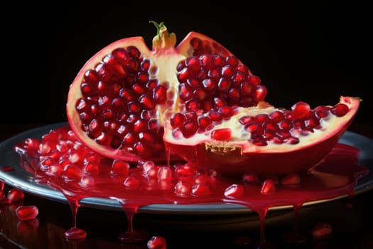 Tangy Juicy pomegranate slice. Top food fresh. Generate Ai