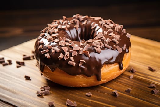 Large chocolate donut. Nature shiny cream. Generate Ai