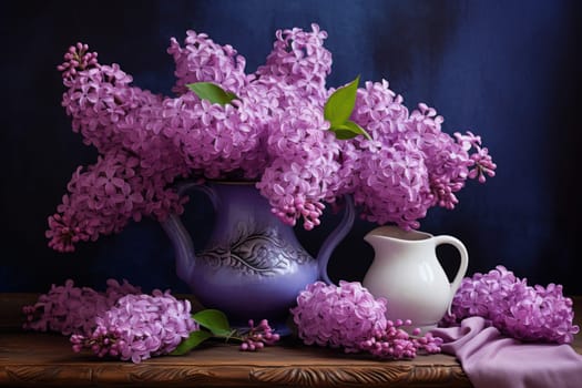 Fragrant Lilac flowers. Summer nature tree. Generate AI