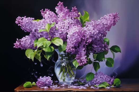 Delicate Lilac flowers. Summer nature tree. Generate AI