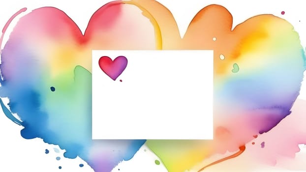 watercolor painted rainbow colors hearts, generative ai. High quality photo