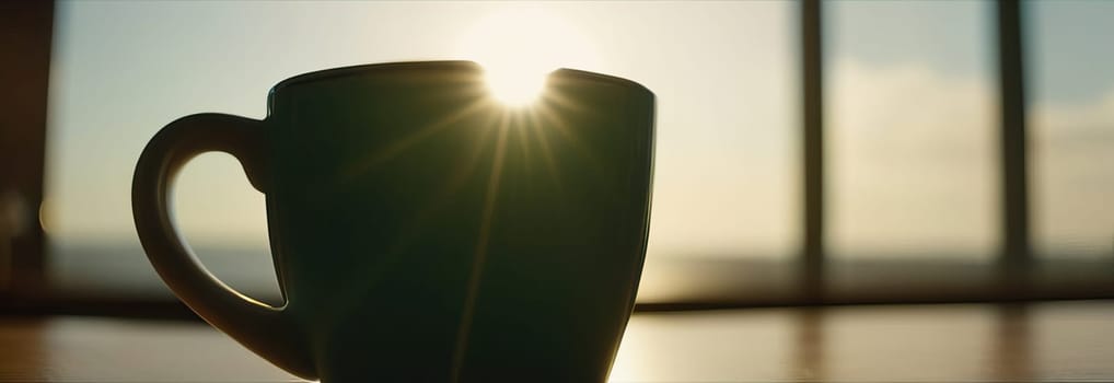 Soothing cup of tea with fresh mint leaves, placed elegantly on rustic wooden table, invoking sense of calm and relaxation. Cup of tea infused with lemon and aromatic mint leaves, blend of flavors