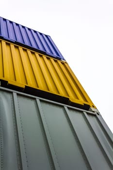 Bremerhaven Bremen Germany 30. January 2011 Container observation tower stacked colorful containers in Überseehafen overseas port Bremerhaven Bremen Germany.