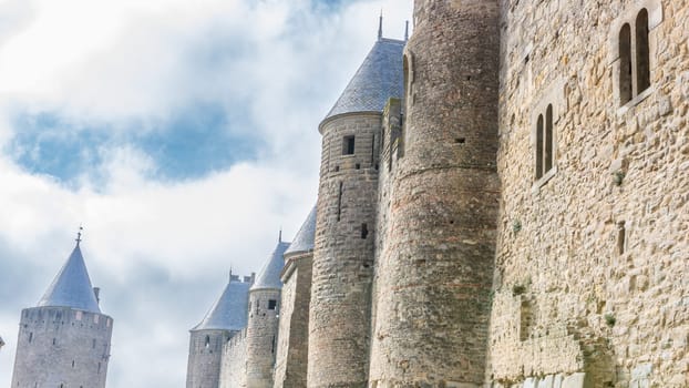 Castle of Carcassonne in France. Impressive medieval fortress