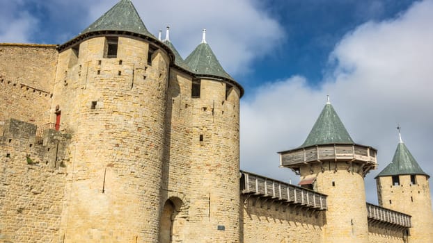 Castle of Carcassonne in France. Impressive medieval fortress