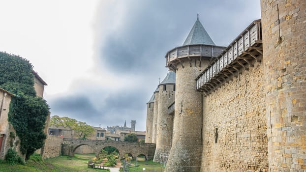 Castle of Carcassonne in France. Impressive medieval fortress