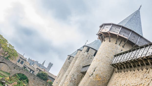 Castle of Carcassonne in France. Impressive medieval fortress