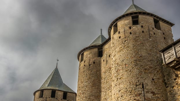 Castle of Carcassonne in France. Impressive medieval fortress