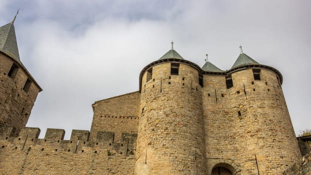 Castle of Carcassonne in France. Impressive medieval fortress