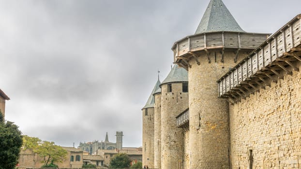 Castle of Carcassonne in France. Impressive medieval fortress