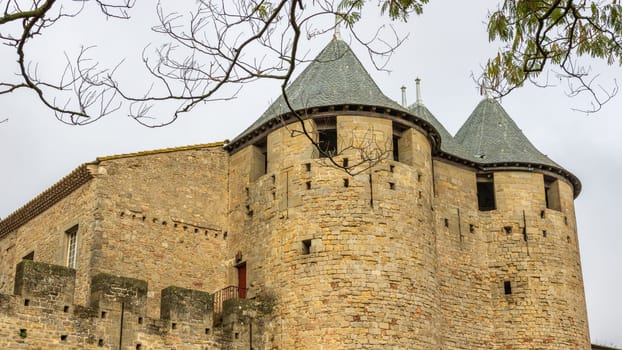 Castle of Carcassonne in France. Impressive medieval fortress