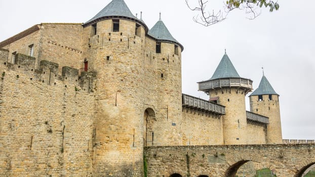 Castle of Carcassonne in France. Impressive medieval fortress