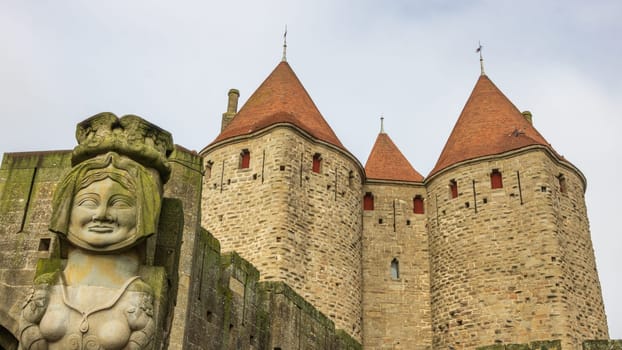 Castle of Carcassonne in France. Impressive medieval fortress