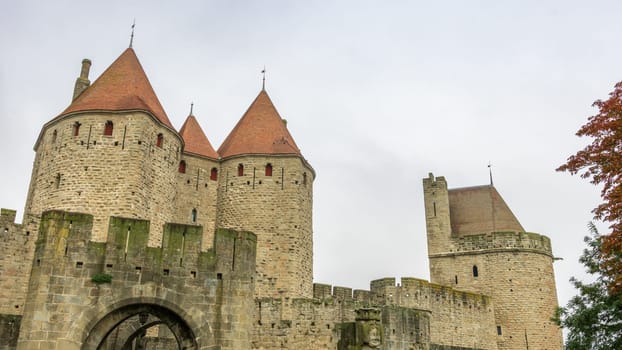 Castle of Carcassonne in France. Impressive medieval fortress