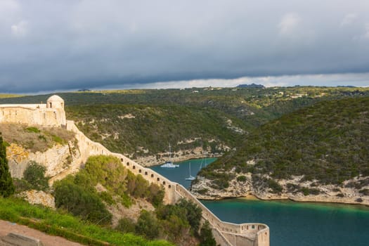 Bonifacio town, medieval citadel in Corsica Island, France