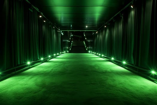 Calming Green carpet lights. Floor texture. Generate Ai