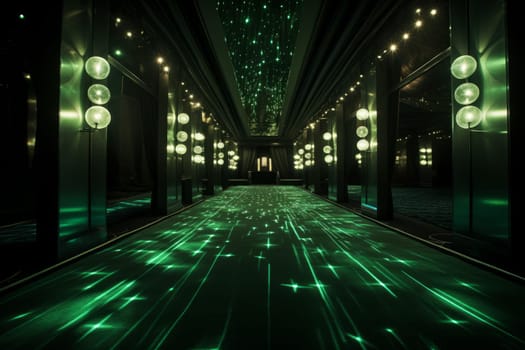 Illuminating Green carpet lights. Floor texture. Generate Ai