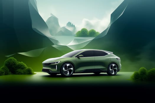 Futuristic Hybrid car mockup. Recharge fuel. Generate Ai