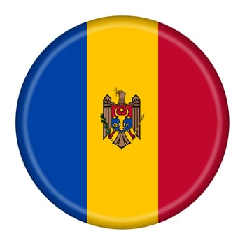 A Moldova flag button 3d illustration with clipping path