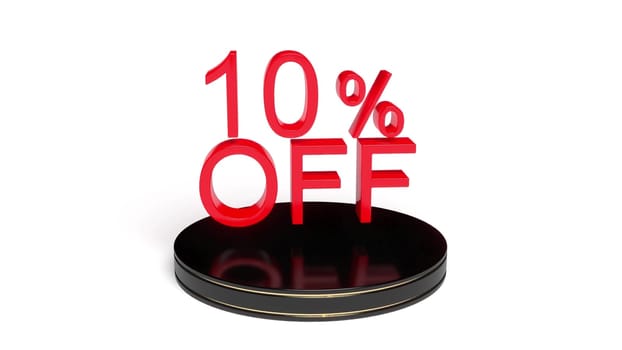 Red text 10 percent off 3d render