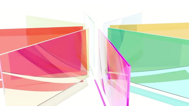 Color glass rectangles lenses intro 3d render