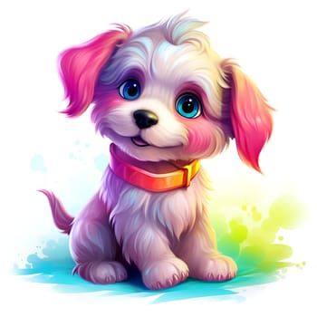 Cute rainbow Dog. Clipart is a great choice for creating cards, invitations, party supplies and decorations. AI generated.