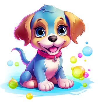 Cute rainbow Dog. Clipart is a great choice for creating cards, invitations, party supplies and decorations. AI generated.