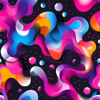 A colorful seamless abstract painting with a black background. The painting is full of bright colors and swirls, giving it a dynamic and energetic feel. The use of multiple colors