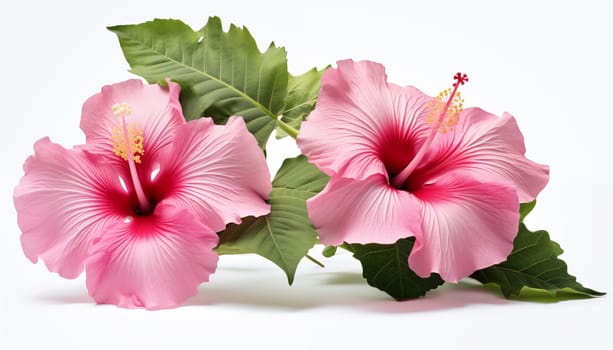 Hibiscus flowers white background isolated. High quality photo