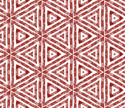 Textured stripes pattern. Wine red symmetrical kaleidoscope background. Textile ready extra print, swimwear fabric, wallpaper, wrapping. Trendy textured stripes design.