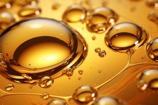 Viscous Gold oil bubbles. Circle gold orange. Generate Ai