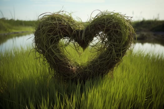 Perennial Heart grass. Shape nature leaf. Generate Ai