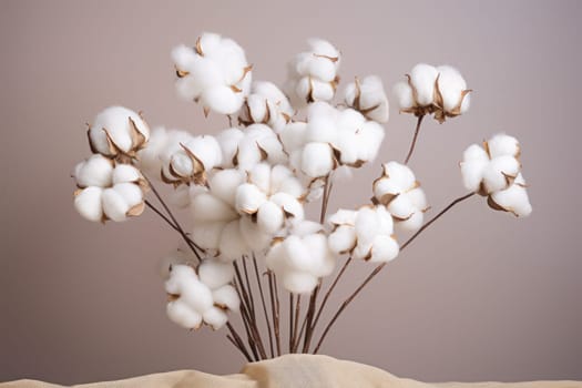 Exquisite Bouquet of cotton. White branch. Generate Ai
