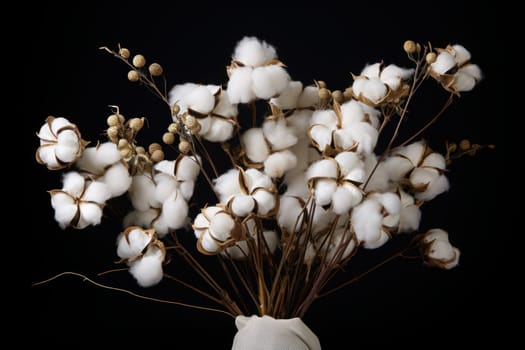 Minimalist Bouquet of cotton. White branch. Generate Ai