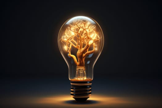 Imaginative Lightbulb brain creative. Think power energy. Generate Ai