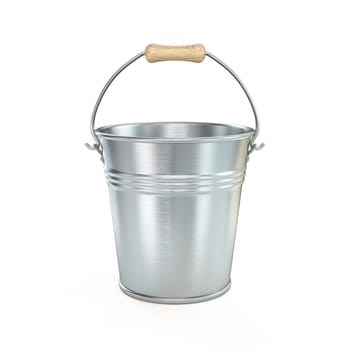 Metal bucket 3D rendering illustration isolated on white background