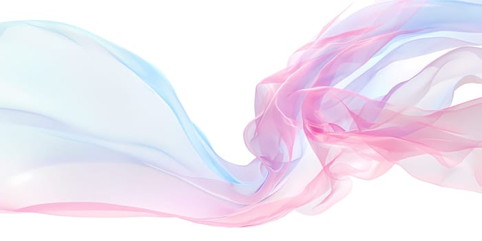 A pink and blue abstract background featuring flowing silk, isolated on white, creating a sense of movement and grace. The colors evoke feelings of joy and celebration.