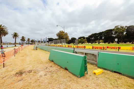 MELBOURNE, AUSTRALIA - MARCH 03 2024: Track build and preparations for the 2024 Formula 1 Australian Grand Prix to be held on March 21 to April 24 2024.