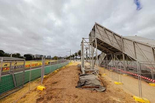 MELBOURNE, AUSTRALIA - MARCH 03 2024: Track build and preparations for the 2024 Formula 1 Australian Grand Prix to be held on March 21 to April 24 2024.