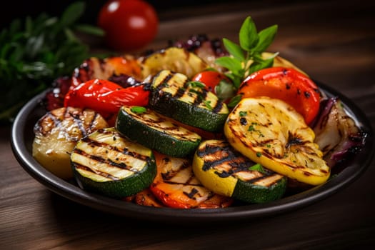 Savory Grilled bbq vegetables. Meal dinner. Generate Ai