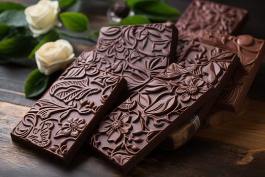 Artisanal Handmade vegan chocolate. Dessert truffle. Generate Ai