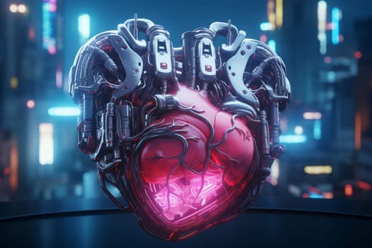 High-tech Cyberpunk heart. Engine passion motor. Generate Ai