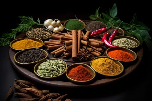 Exotic Herbs spices. Pepper food dry. Generate Ai