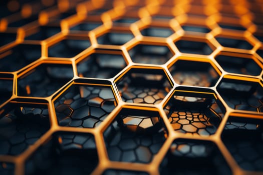 Geometric Hexagonal nano grid. Model tech. Generate Ai